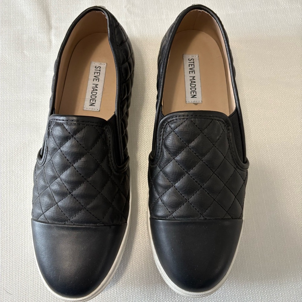 Steve Madden Black Quilted Slip-Ons